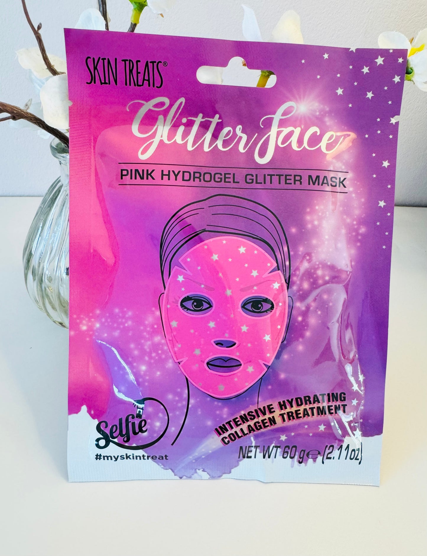 Pink Hydrogel Glitter Face Mask