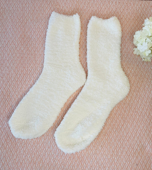 Cream Fluffy Socks