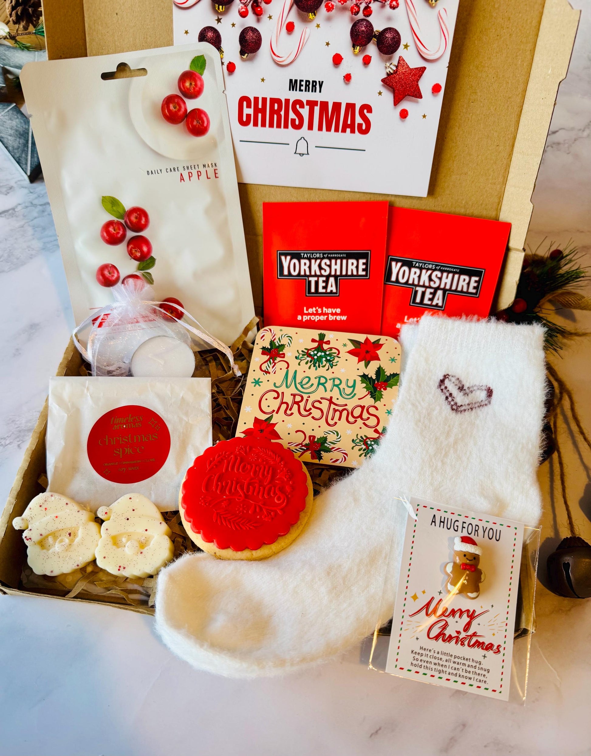 Christmas Hug in a Box - Xmas Eve Box - Christmas Gift for Her - Care Package Hamper Ladies Treat Box - Secret Santa - Self-Care Gift Box