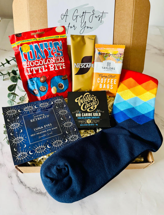 Hug in a Box for Men - Get Well Soon - Care Package - Treat Box -Birthday Gift - Hamper for Boyfriend - Thinking of You - Fathers Day