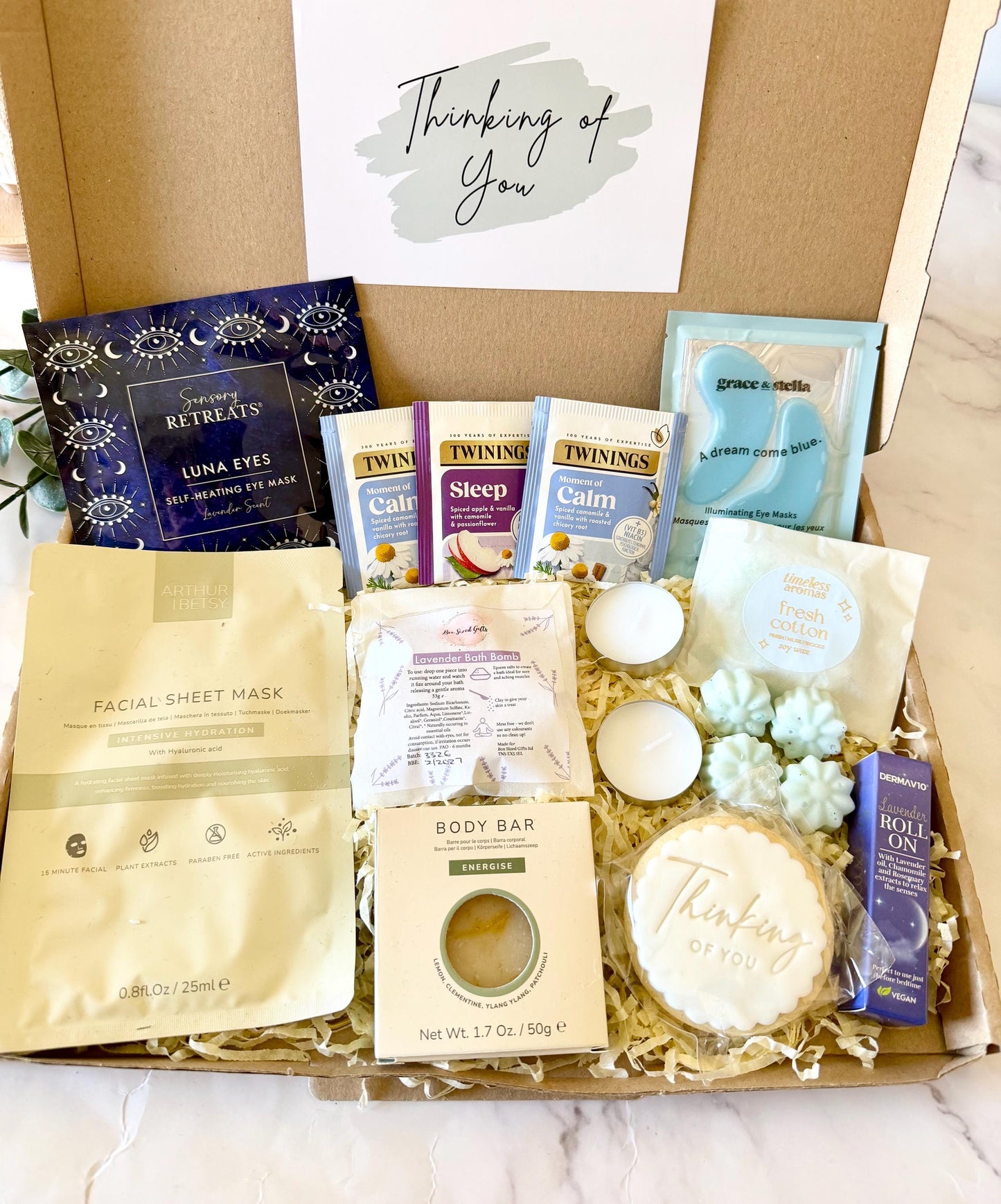 Thinking of You Care Package - Hug in a Box - Get Well Soon - Gift for her - Sympathy - Bereavement Gift Box - Personalised Letterbox Gift