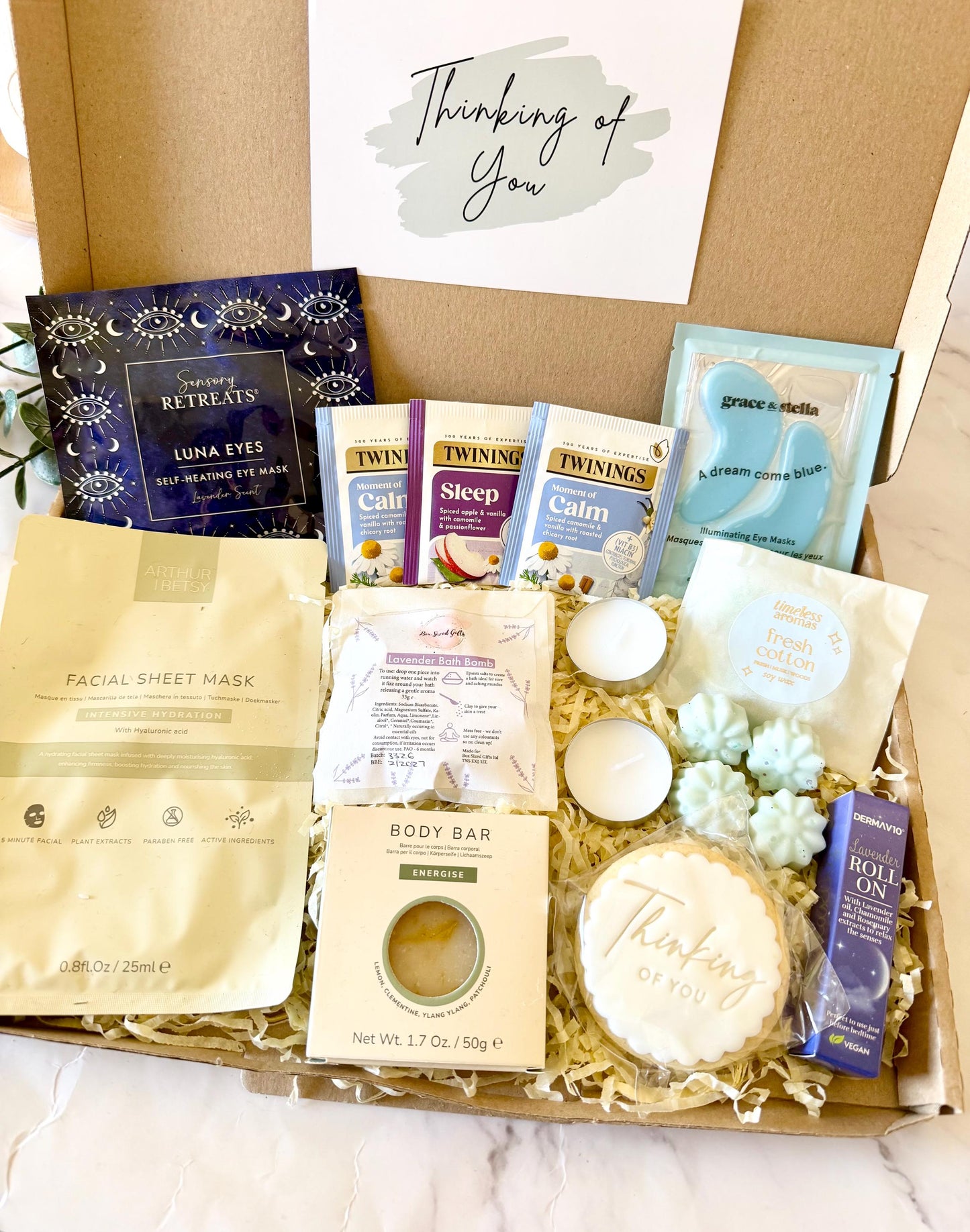 Thinking of You Care Package - Hug in a Box - Get Well Soon - Gift for her - Sympathy - Bereavement Gift Box - Personalised Letterbox Gift