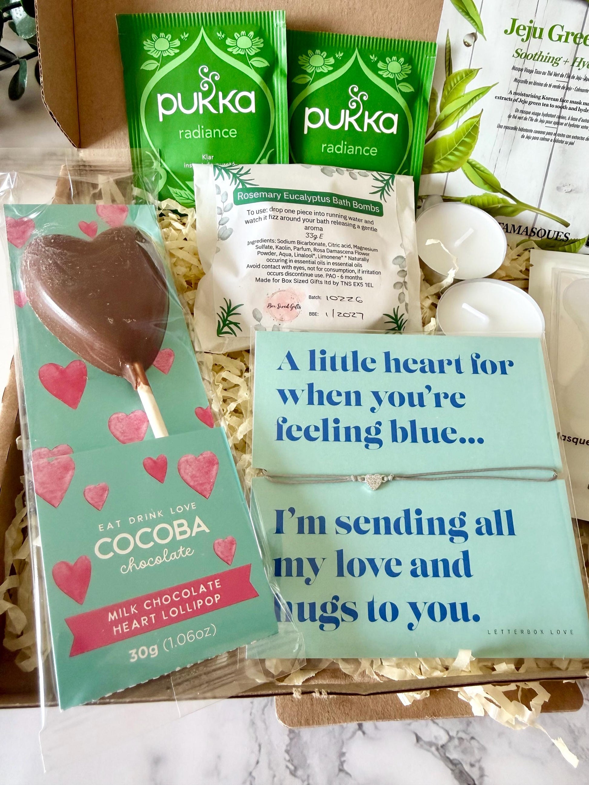 Hug in a Box for Her - Pamper Hamper - Get Well Soon Recovery Gift - Sympathy Gift Box - Thinking of You - Letterbox Gift - Care Package