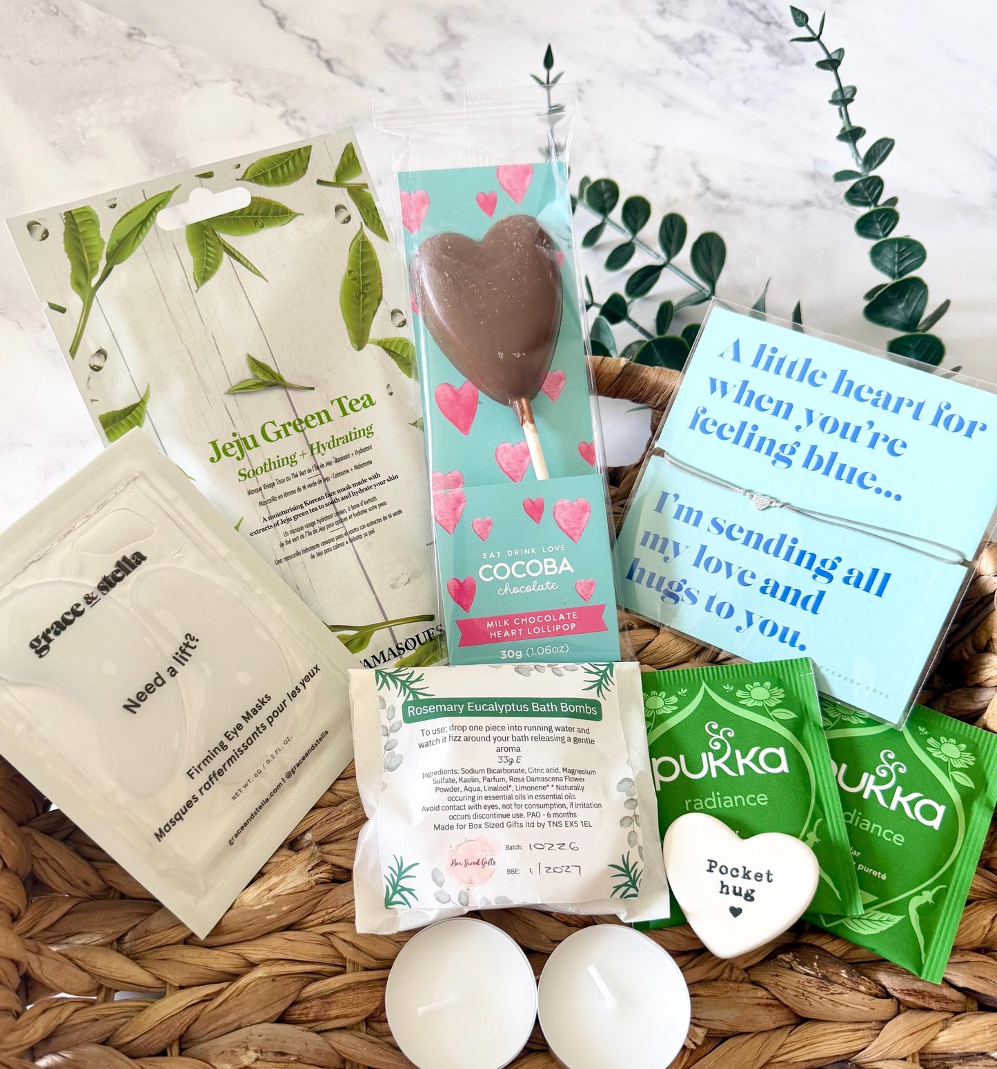 Hug in a Box for Her - Pamper Hamper - Get Well Soon Recovery Gift - Sympathy Gift Box - Thinking of You - Letterbox Gift - Care Package