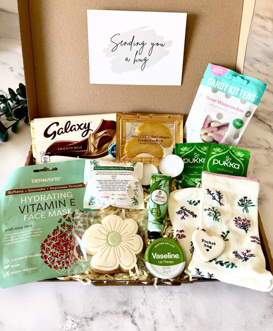 Hug in a Box - Pamper Hamper - Thinking Of You - Care Package - Letterbox Gift - Birthday Gift for Her - Pick me Up Gift - Get Well Soon
