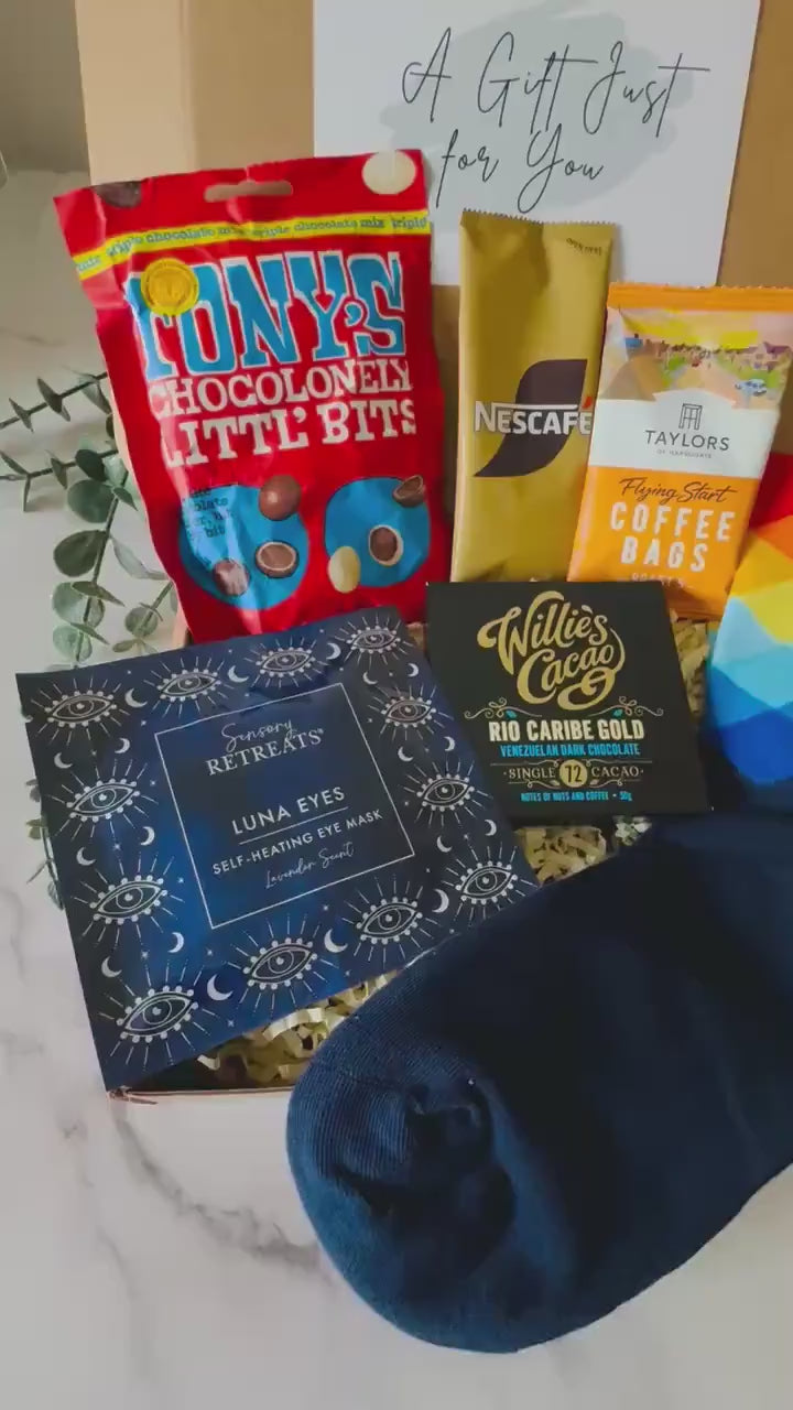 Hug in a Box for Men - Get Well Soon - Care Package - Treat Box -Birthday Gift - Hamper for Boyfriend - Thinking of You - Fathers Day