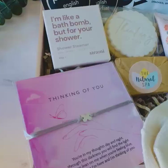 Thinking of You Gift - Hug in a Box - Recovery Get Well Soon Pamper Hamper - Letterbox Gift - Post Surgery Hamper - Relaxation Care Package