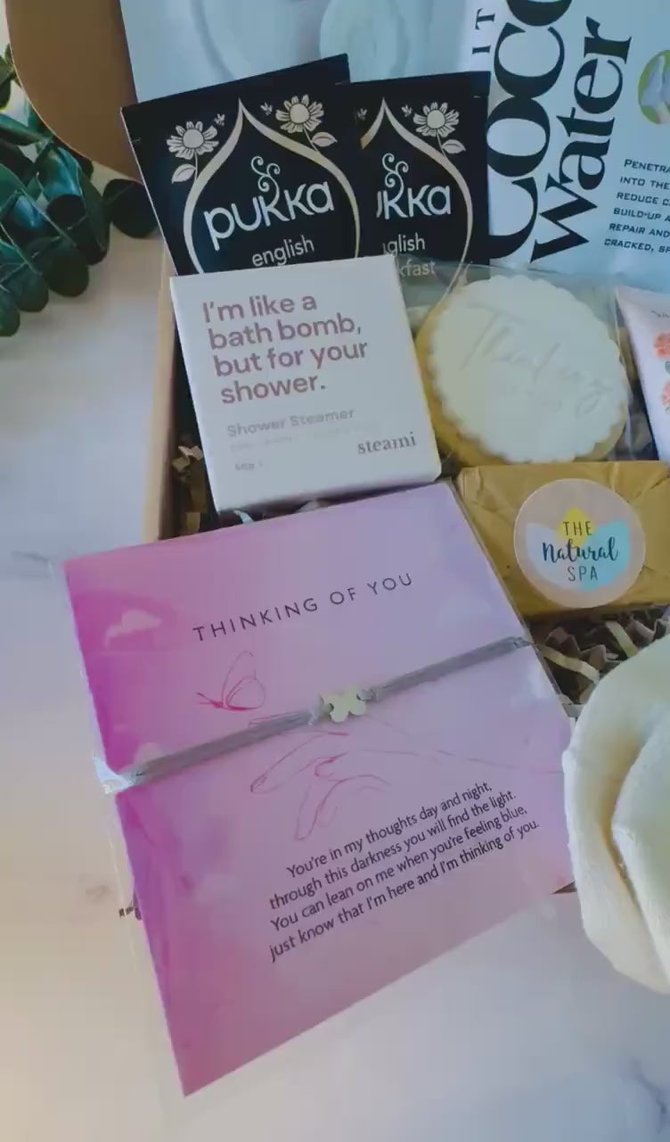 Thinking of You Gift - Hug in a Box - Recovery Get Well Soon Pamper Hamper - Letterbox Gift - Post Surgery Hamper - Relaxation Care Package