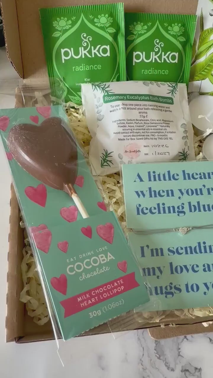 Hug in a Box for Her - Pamper Hamper - Get Well Soon Recovery Gift - Sympathy Gift Box - Thinking of You - Letterbox Gift - Care Package
